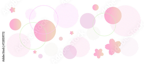 春をイメージした桜模様と幾何学模様の背景イラスト　ジオメトリック