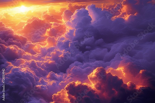Fiery Cloudscape Illuminated by Setting Sun