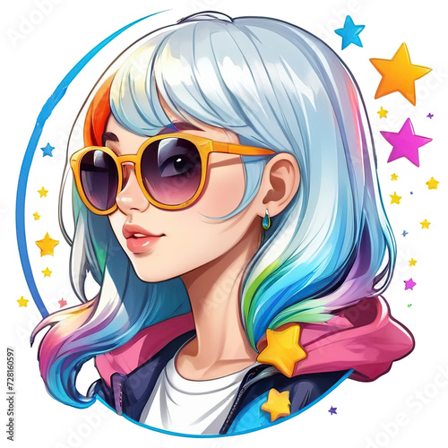cute urban girl wearing sunglasses illustration