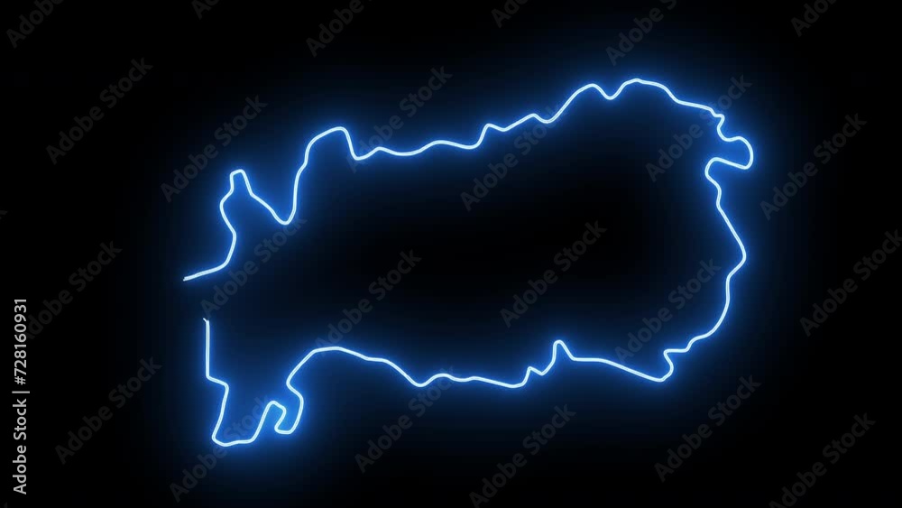 Animated map of Aydin in Turkey with a glowing neon effect Animated map of Aydin in Turkey with a glowing neon effect