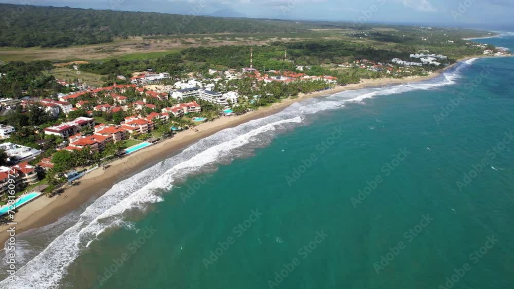 Playa Cabarete from above. The wind and waves are suitable for kitesurfing. Playa Cabarete from above. The wind and waves are suitable for kitesurfing.