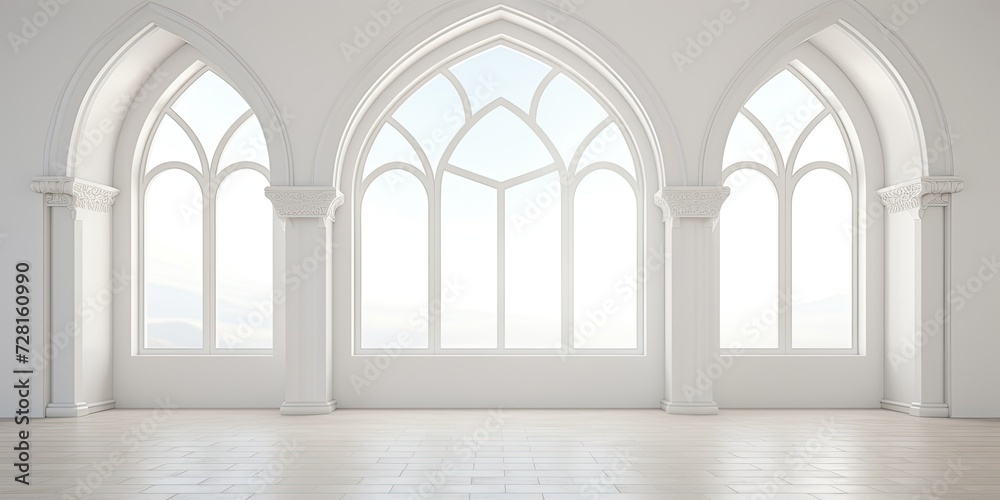 Simplified white arch in interior.