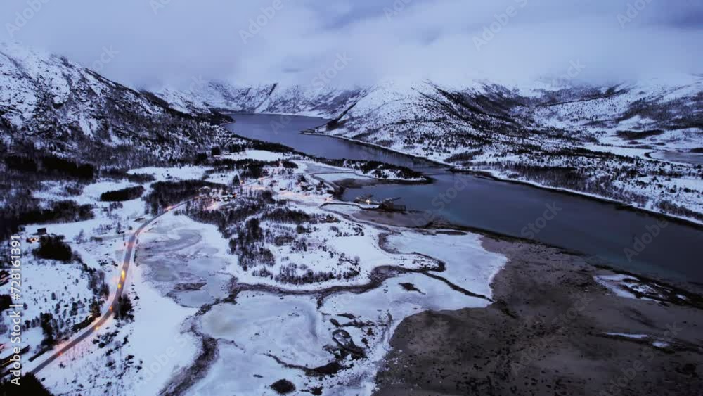 Breathtaking Norwegian landscape Kjerstad at dusk