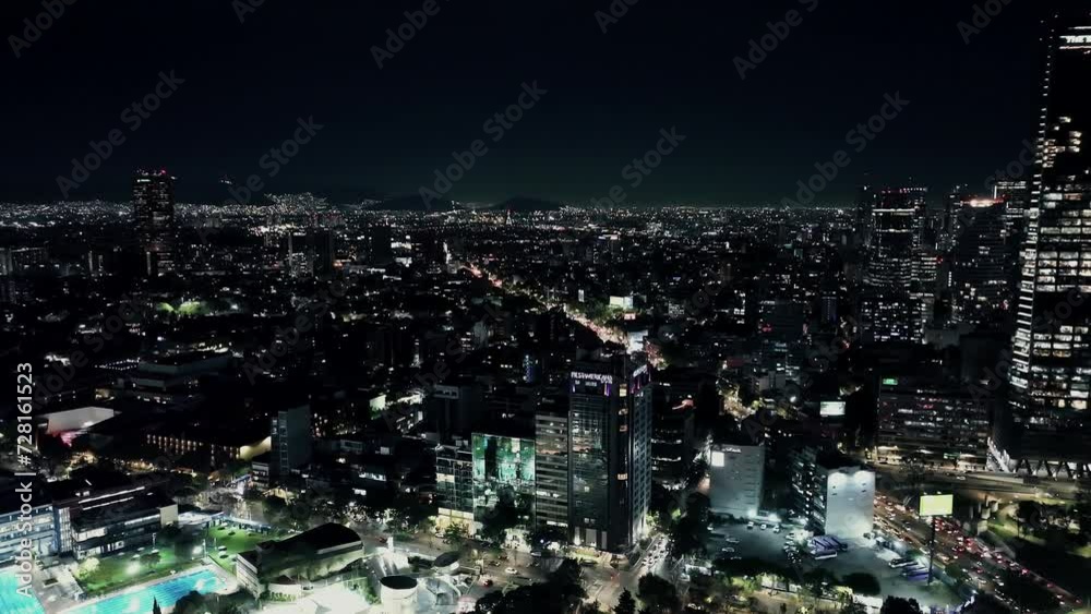 Exploring Shot Of Beautiful Reforma Avenue In Mexico City At Night Time Exploring Shot Of Beautiful Reforma Avenue In Mexico City At Night Time