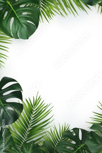 Elegant tropical leaves on pure white background