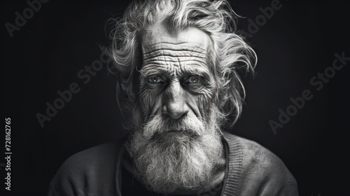 Black and White Portrait of an Elderly Person - A Lifetime of Stories and Wisdom