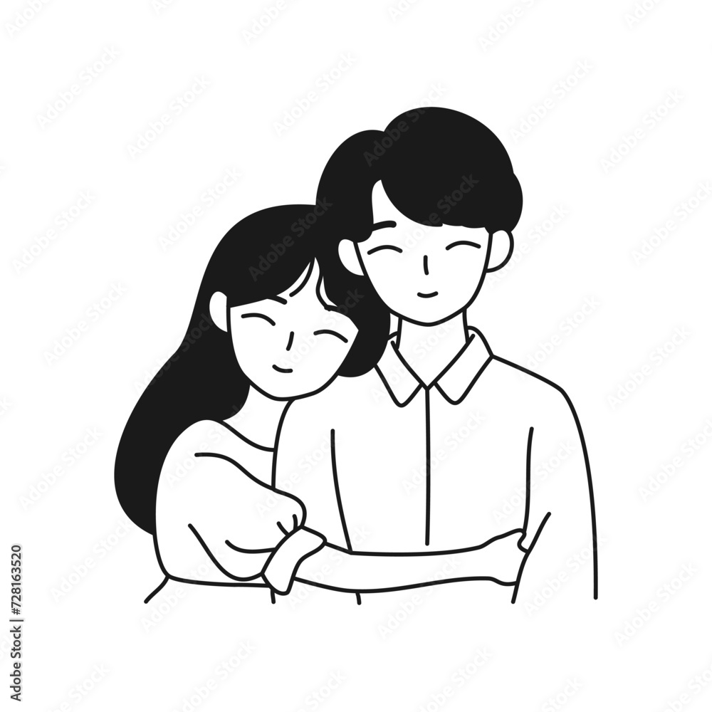 Couple in love man and woman hugging each other vector illustration Couple in love man and woman hugging each other vector illustration