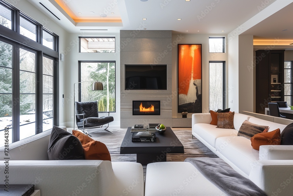 Fototapeta premium Elegant Luxury Living: Minimalist Comfort,Modern Minimalism in Luxurious Living