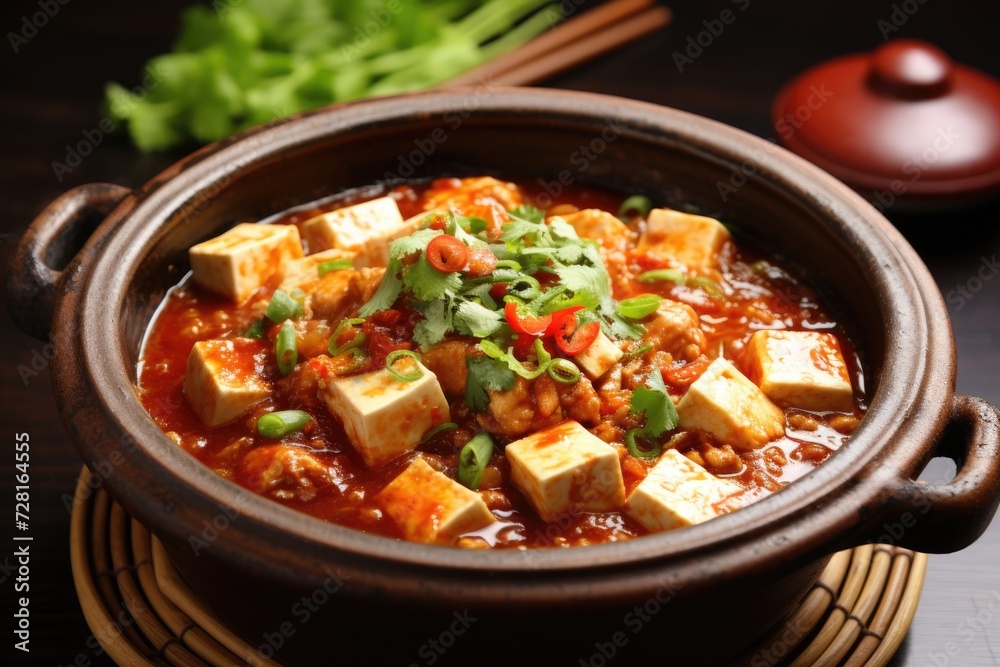 Ma Po Tofu in a ceramic bowl