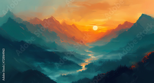 the sunrise on a mountain landscape