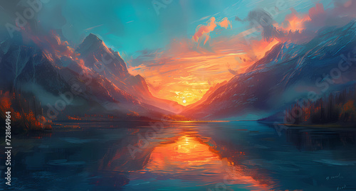 the sunrise on a mountain landscape
