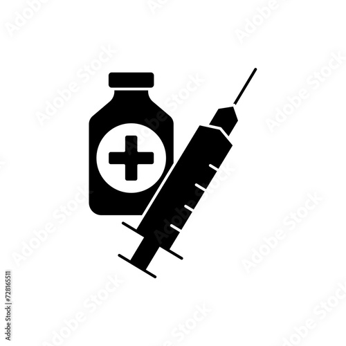 syringe Icon Vector Design Template. Editable Stroke.