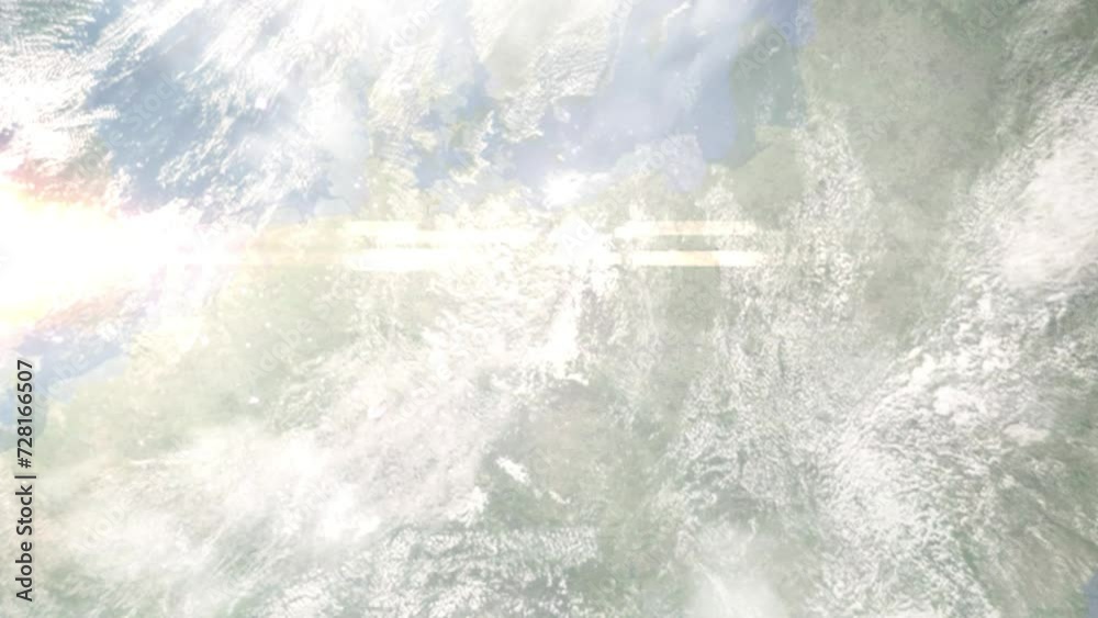 Zoom in from space and focus on Eisenhüttenstadt, Germany. 3D Animation. Background for travel intro. Elements of this image furnished by NASA.