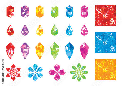 カラフルな宝石類のセット