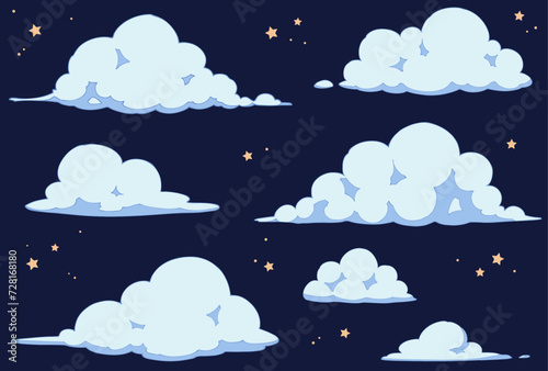 カットイラストセット_雲_夜