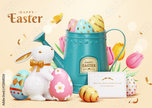 3D Easter decorations greeting card
