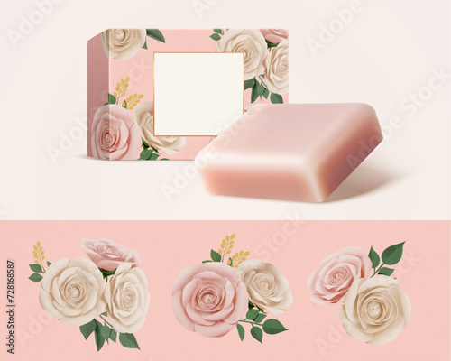 Rose bar soap element set