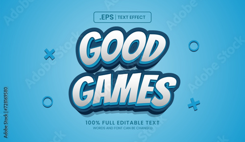 Design editable text effect, good games 3d concept vector illustration