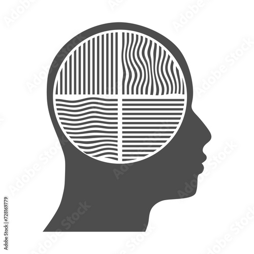 Business solution, possible idea variant, various flexible. Problem solving ways. Lines inside of human head. Memory and solution, searching and thinking concept.