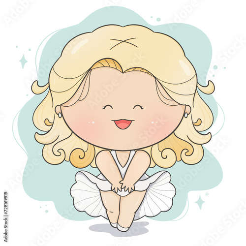 Quadro su tela Marilyn Monroe American actress in cartoon style