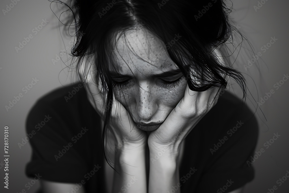 Sad depressed desperate grieving crying young woman Sad depressed desperate grieving crying young woman