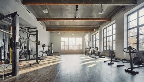 Empty Large Gym Fitness Exercise Space Clean Elegant