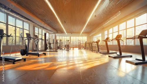 Empty Large Gym Fitness Exercise Space Clean Elegant
