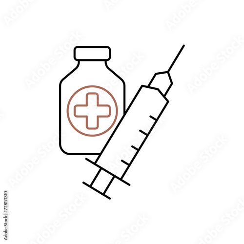 syringe Icon Vector Design Template. Editable Stroke.