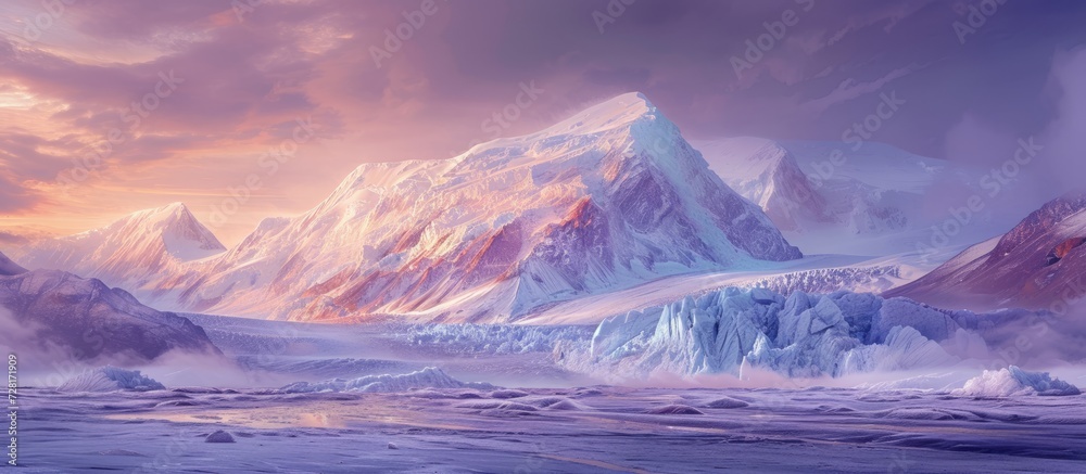 Majestic Iceladic Nature: Lav Field and Glacier Behind the Breathtaking Iceladic Nature, Lav Field, and Glacier Revealed in a Spectacular View Behind