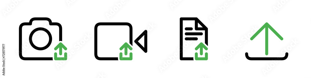 upload file icon set, upload photo, video and document icon button upload file icon set, upload photo, video and document icon button