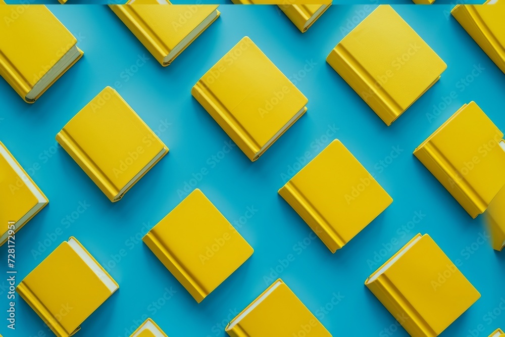 a pattern of yellow books on a blue background a pattern of yellow books on a blue background