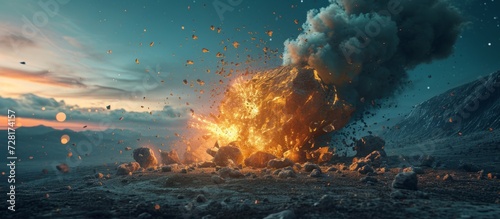 Mind-Blowing Exploding Rock Concept in Stunning 3D Rendering: An Explosive Display of Visual Artistry