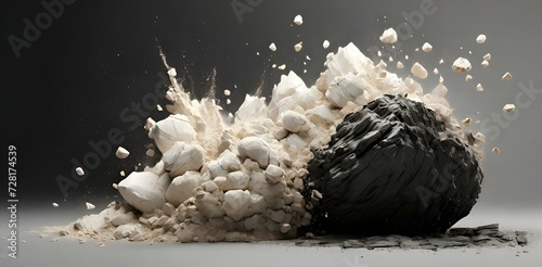 Rock stone white background fall black falling space black background