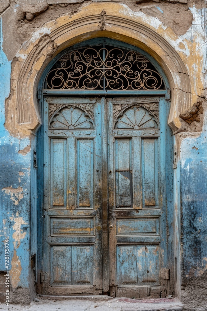 the old blue door in an old arabinan style building