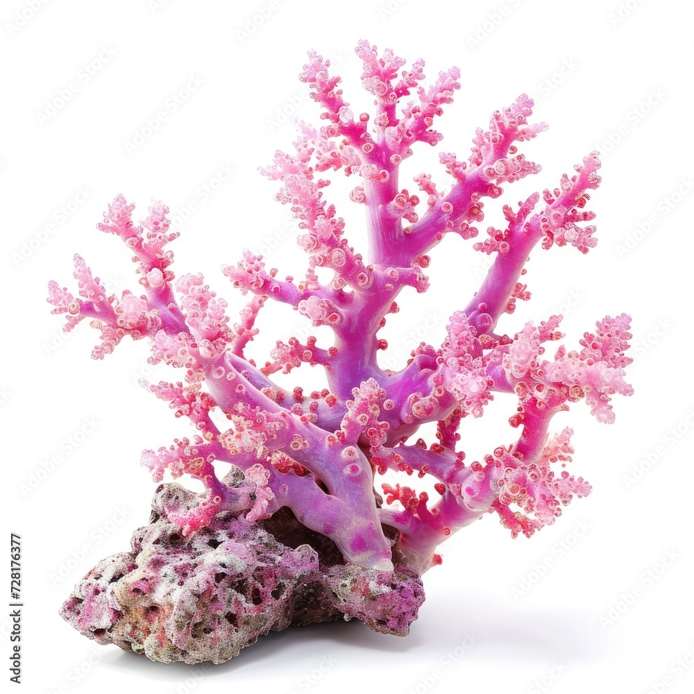 Naklejka premium Colorful natural pink coral isolated on white background for marine-themed designs, Ai Generated.