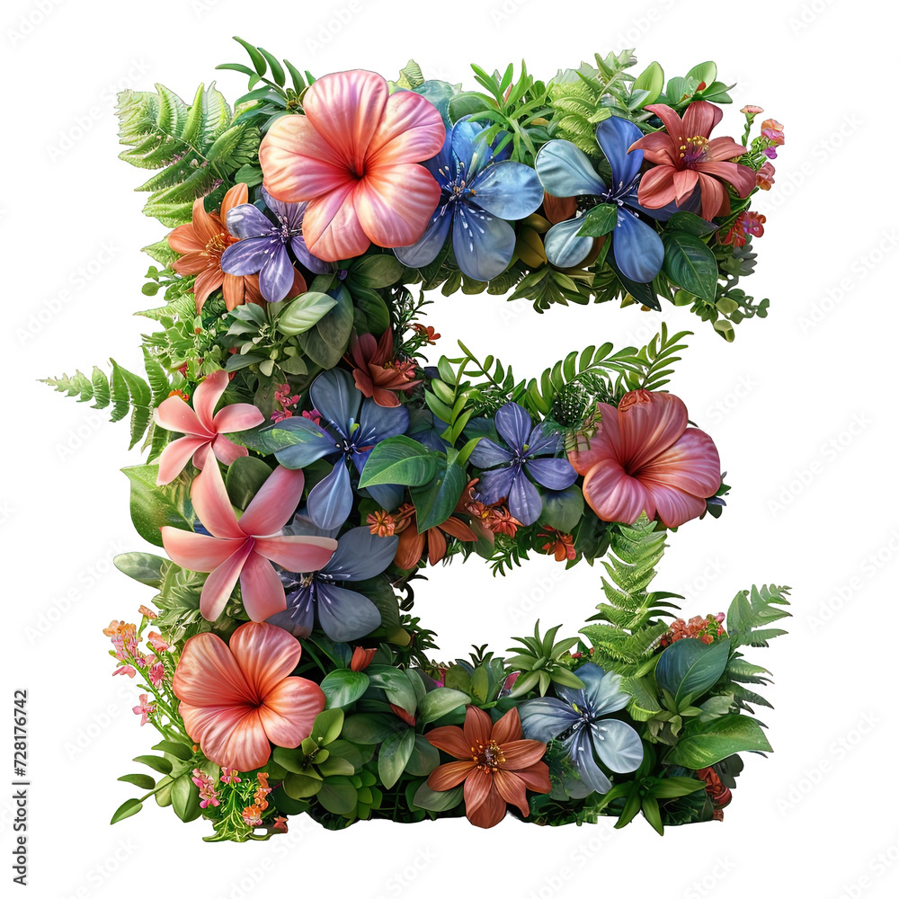 Letter E Typography Plants and Flowers