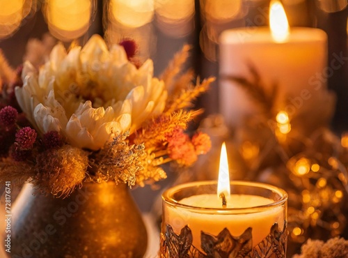 Candles and flowers photo