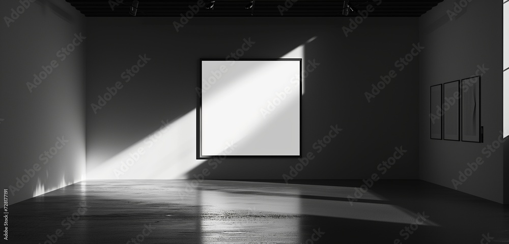Intense Shadow Thumbnail An elegant, modern art gallery with a single empty frame under a ...