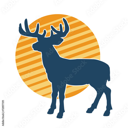 Silhouette of a deer wild forest animal with antlers.
