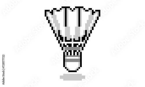 Pixel art of shuttlecock vector
