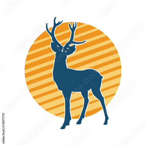 Silhouette of a deer wild forest animal with antlers.