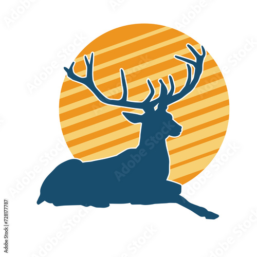 Silhouette of a deer wild forest animal with antlers.