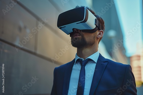 Corporate Professional Engaging with Virtual Reality.