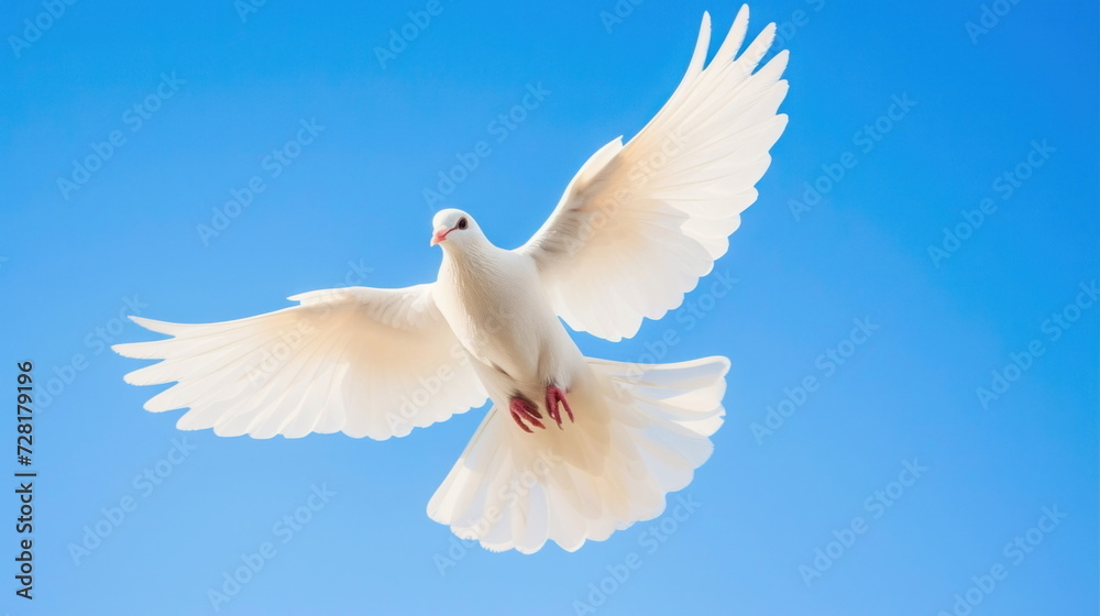 Obraz premium white dove fly on sky