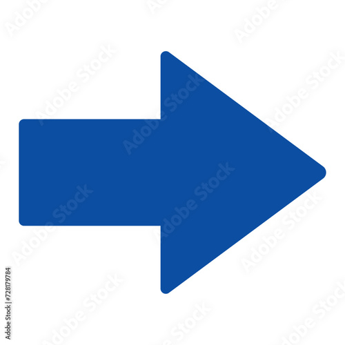 シンプルな矢印のイラスト、青、横向き