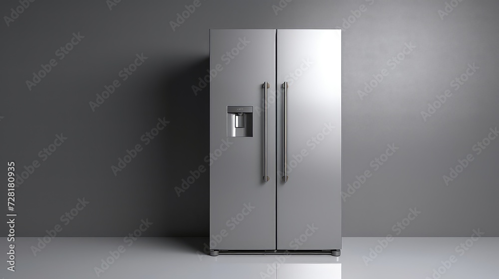 Refrigerator in front of a grey wall. 3d rendering Refrigerator in front of a grey wall. 3d rendering