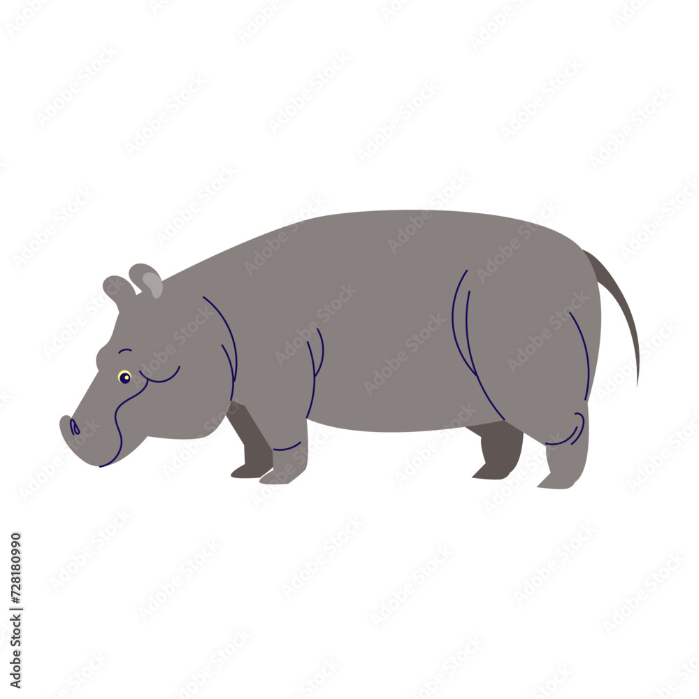 Hippo Cartoon Style Illustration Hippo Cartoon Style Illustration