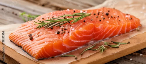 Panel kuchenny z motywem Delicious Raw Organic Wild Salm Filet - Ready to Cook A Raw Organic Wild Salm Filet Perfectly Luscious, Raw Organic Wild Salm Filet Ready for Cooking