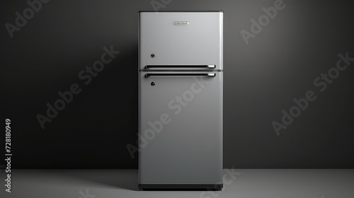 Modern Refrigerator in a dark room. 3d Rendering