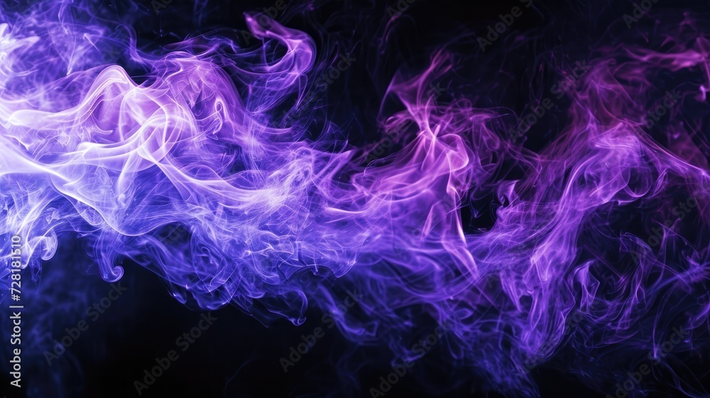 Witness the intense purple fire power against a striking black background. Ai Generated.